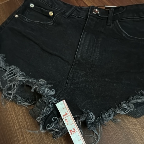 ZARA Black Distressed Denim Shorts size 6 - Picture 9 of 9